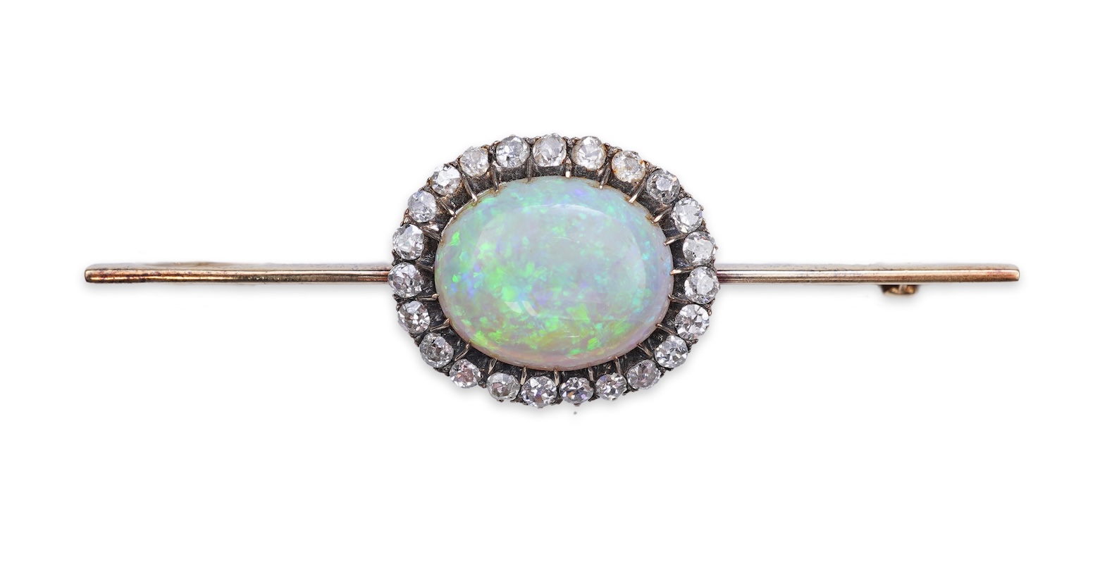 An opal and diamond brooch, circa 1900